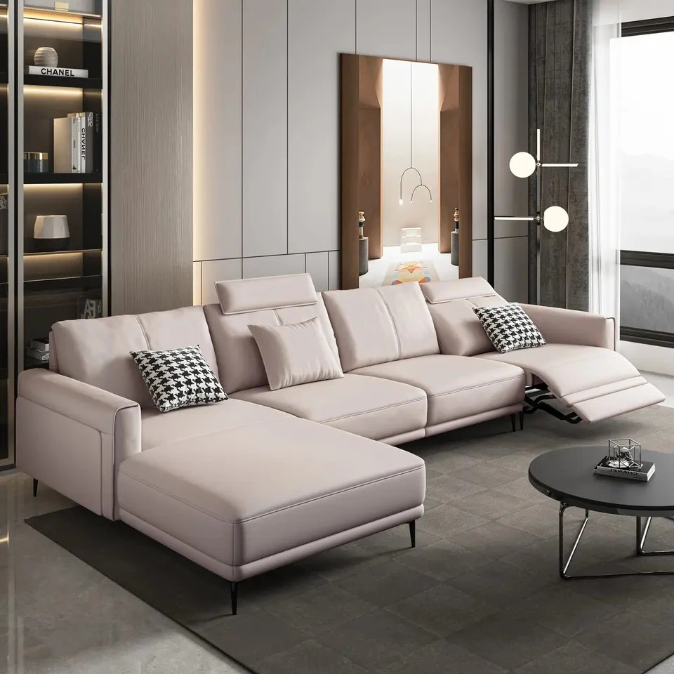 New Deign Home Living Room Furniture Modern Luxury Sofa Set 1 2 3 Seater Sofas Metal Leather Sofas