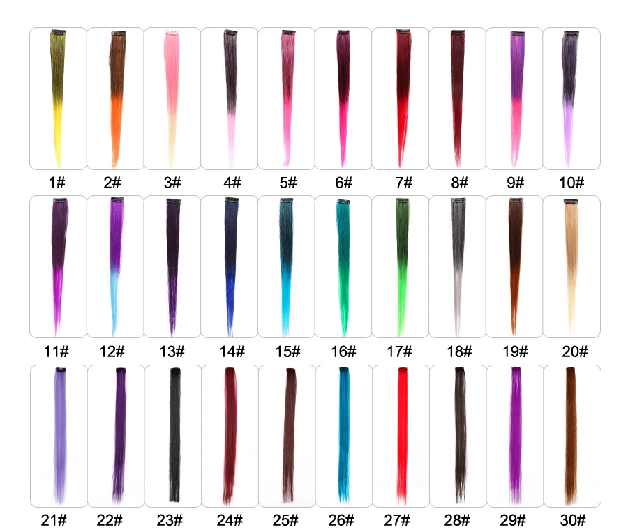 High quality/High cost performance  Colorful 57 Colors Extension Hair Long Straight Synthetic One Clip in Hair Extensions