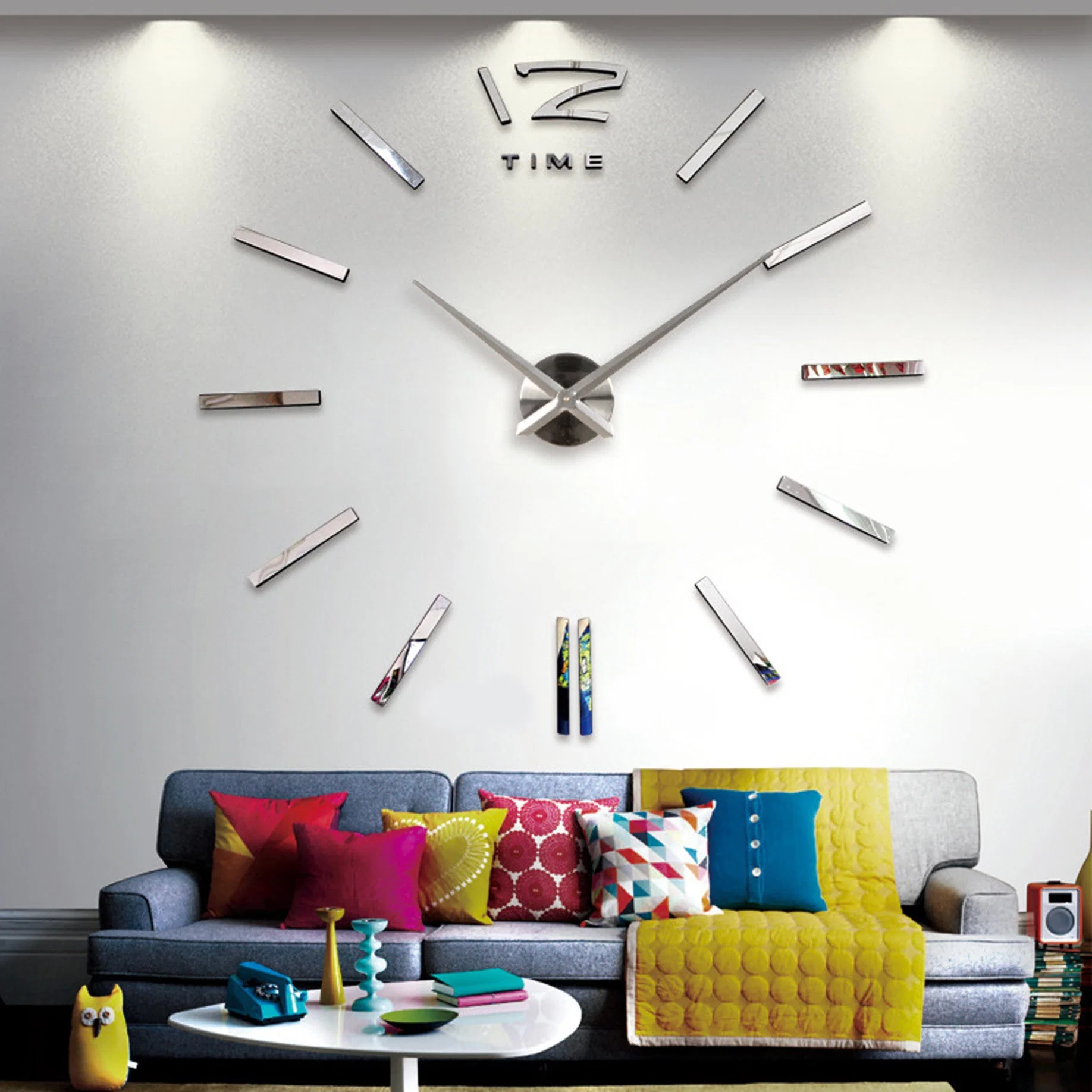 Decor Sticker Mirror Frameless Large Clock Kit Office Decoration 3D DIY Wall Clock