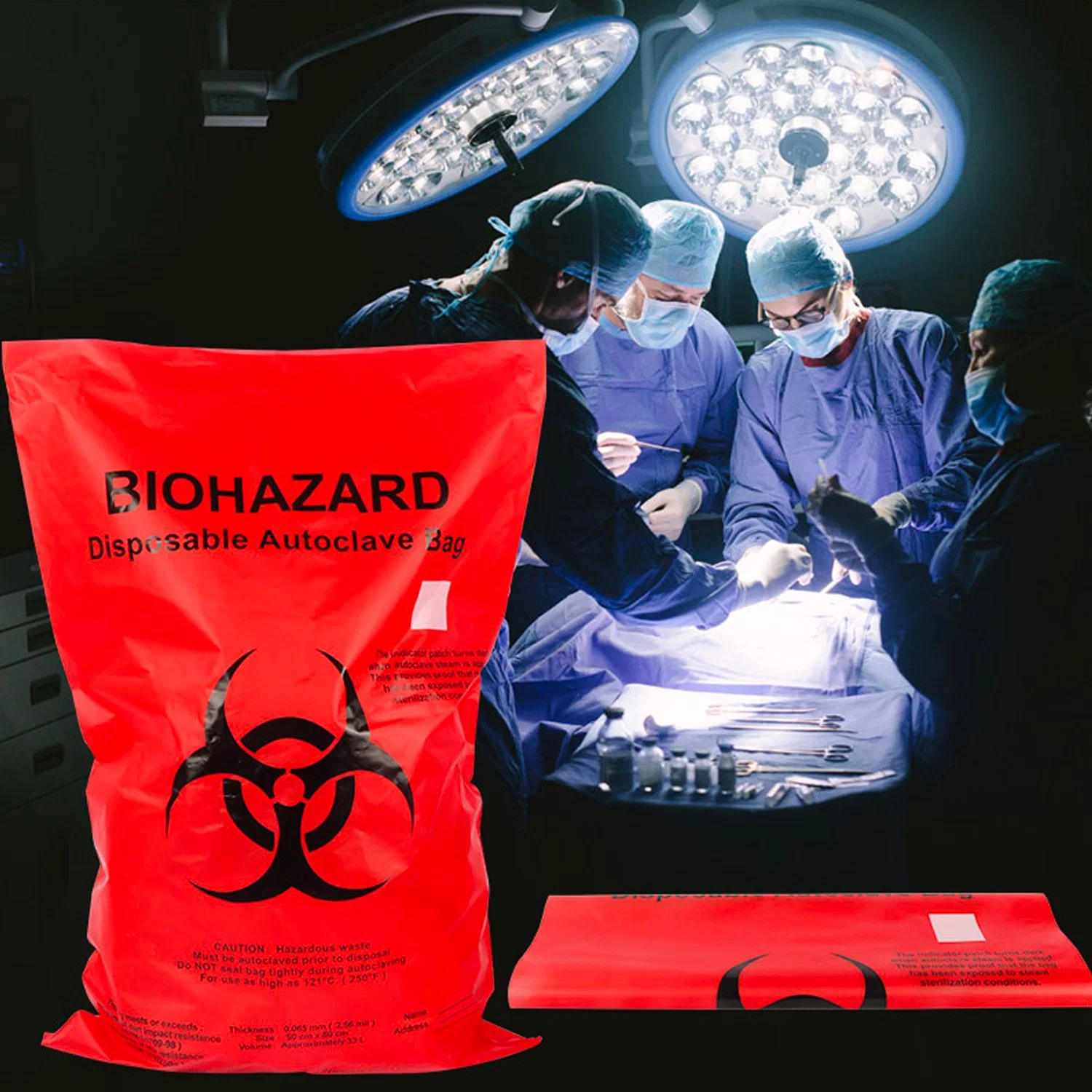 Good Quality Custom Size Plastic Disposable Biohazard Medical Waste Bag