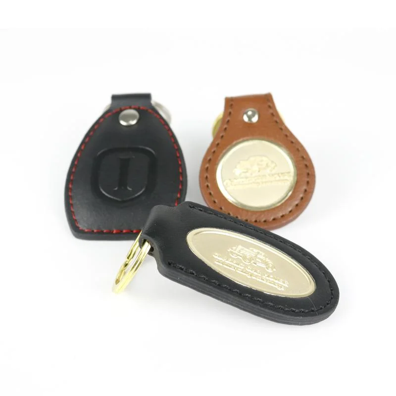 Cheap Key Tag Chain Wholesale/Supplier Design Custom Logo Leather Keychains for Decoration