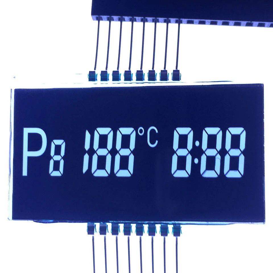 La HTA va de 7 segmentos FSTN STN 24 20 16 Tn de color negro panel LCD Pin LCM Pantalla Velocímetro Digital Energy