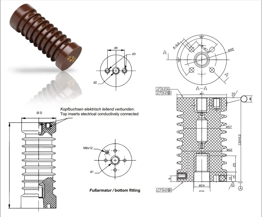 Capacitive Voltage Divider Post Insulators 3kv - 38.5kv for Mv-Gis (Gas insulated switchgear)