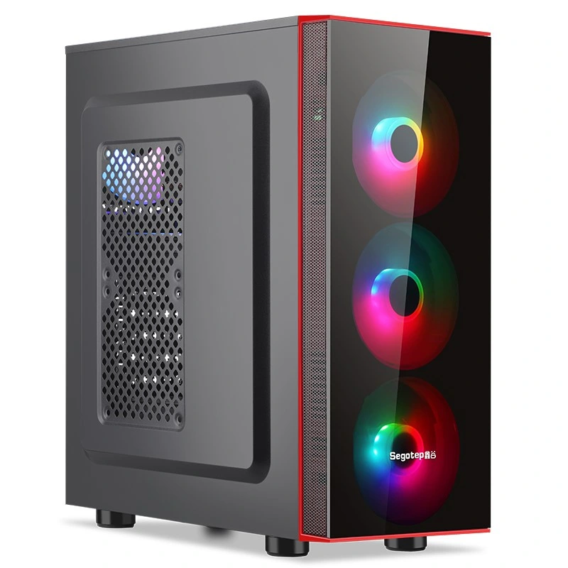 Segotep RGB Gaming ATX Computergehäuse mit Acryl Panel 15mm Konvexe Ummantelung, seitlichem Design, PC-Gaming-Gehäuse