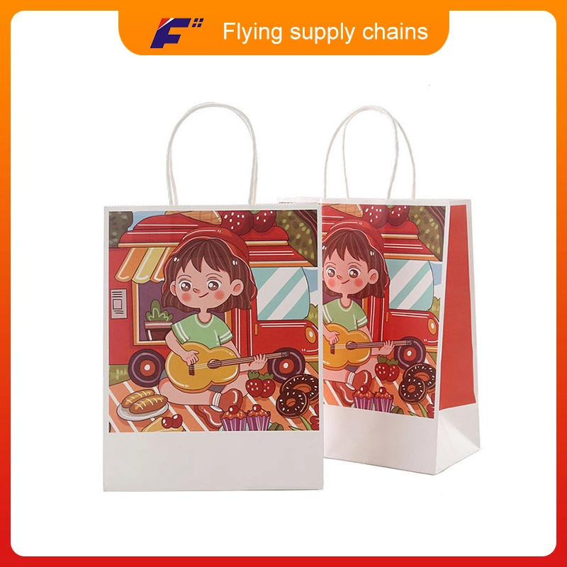 Custom Shopping Hand-Held Kraft Paper Gift Packing Bag with Rope