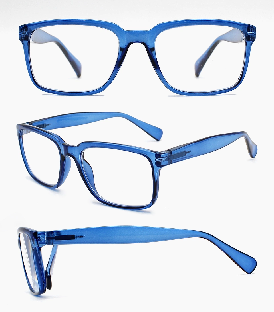 Vintage Square Frame Blue Light Block Optical Reading Glasses Wholesale/Supplier Spring Temple Unisex PC Reading Glasses (WRP21037)