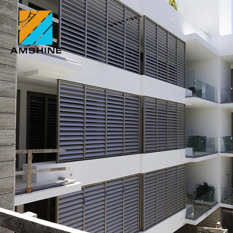 Factory Custom Window Shades Facade Aluminum Exterior Louvre Weather Storm Proof Sunscreen Horizontal Louvre Plantation Shutters for Commercial Building