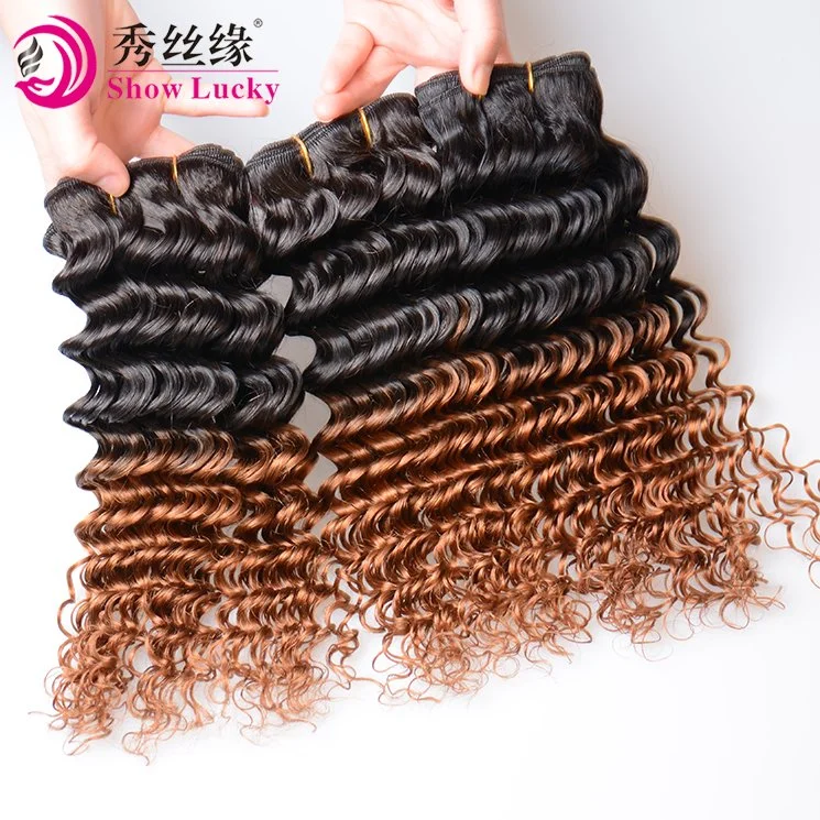 Sample Order Acceptable Peruvian Virgin Hair Cheap Price Deep Wave Ombre Hair