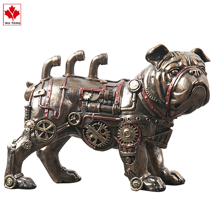 Novo design mecânico cão Punk Escultura Animal Creative Steam Resin Artesanato decorativo