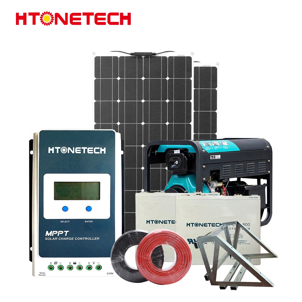 Htonetech Home off Grid Solar Panel System Wholesale/Supplierrs China 5kwh 10kwh 42kwh Solar Panels Monocrystal 25kw Diesel Generator Solar Hybrid 10 Kw System