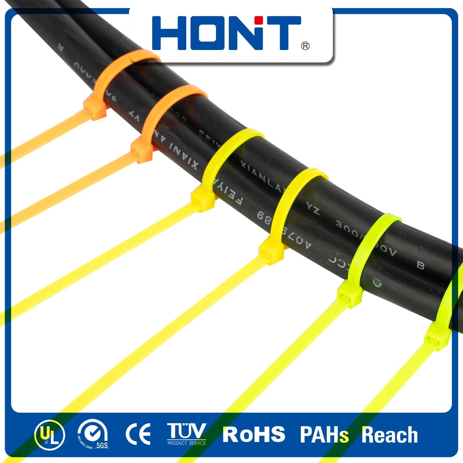 Nylon RoHS Approved Hont Plastic Bag + Sticker Exporting Carton/Tray Cable Tie