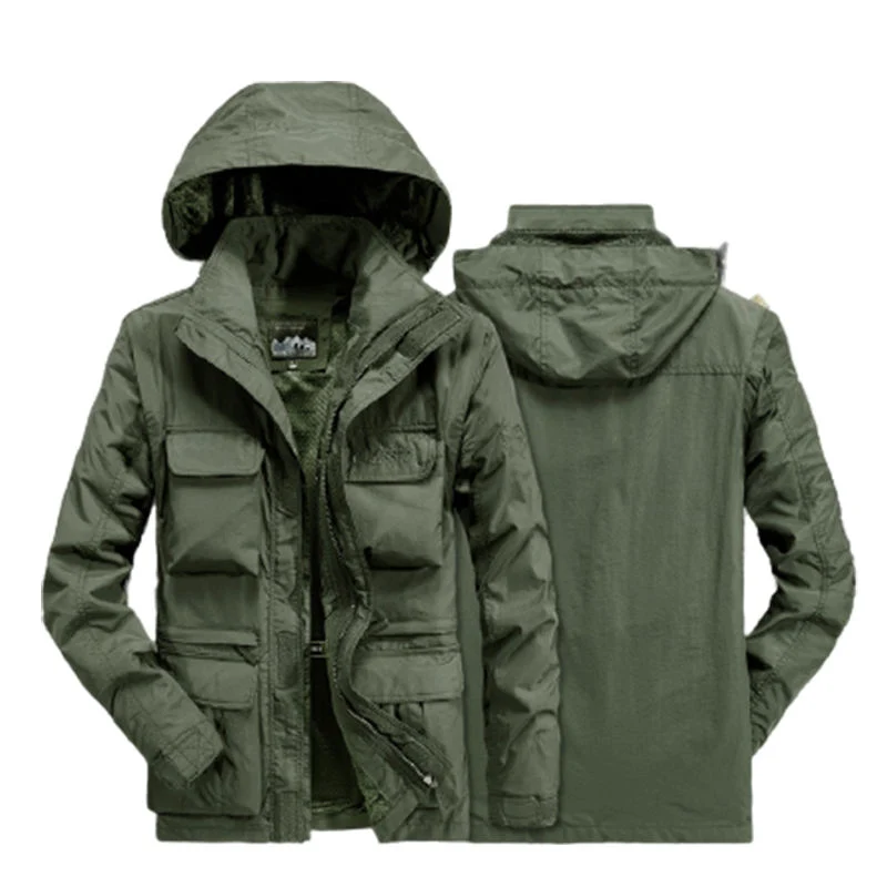Men's Jacket Autumn and Winter New Casual Loose Outdoor Workwear Windproof and Breathable Hooded Jacket