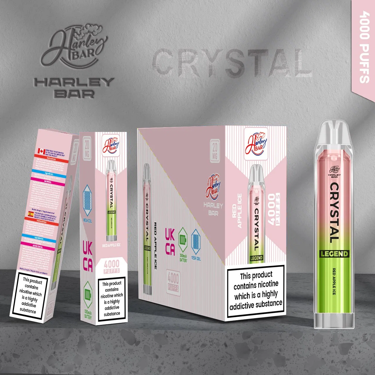 UK Hot Selling 0mg 10ml Crystal 4000puffs with Tpd Harley Bar Sky Fruit Flavors Disposable Vape 15 Flavors Available I Vape Bar Made in China