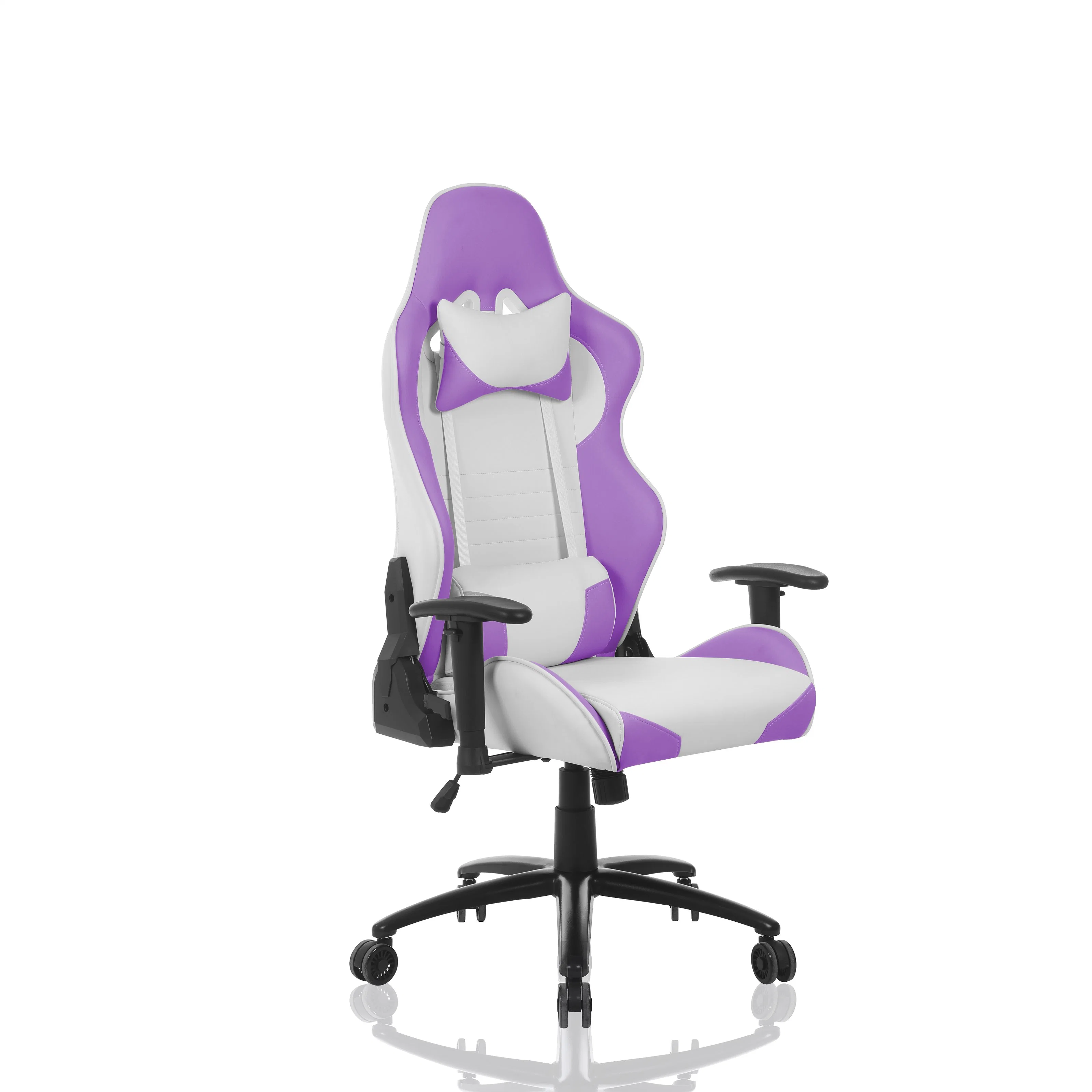 Chaise de jeu vidéo personnalisée de couleur violette avec base en métal.