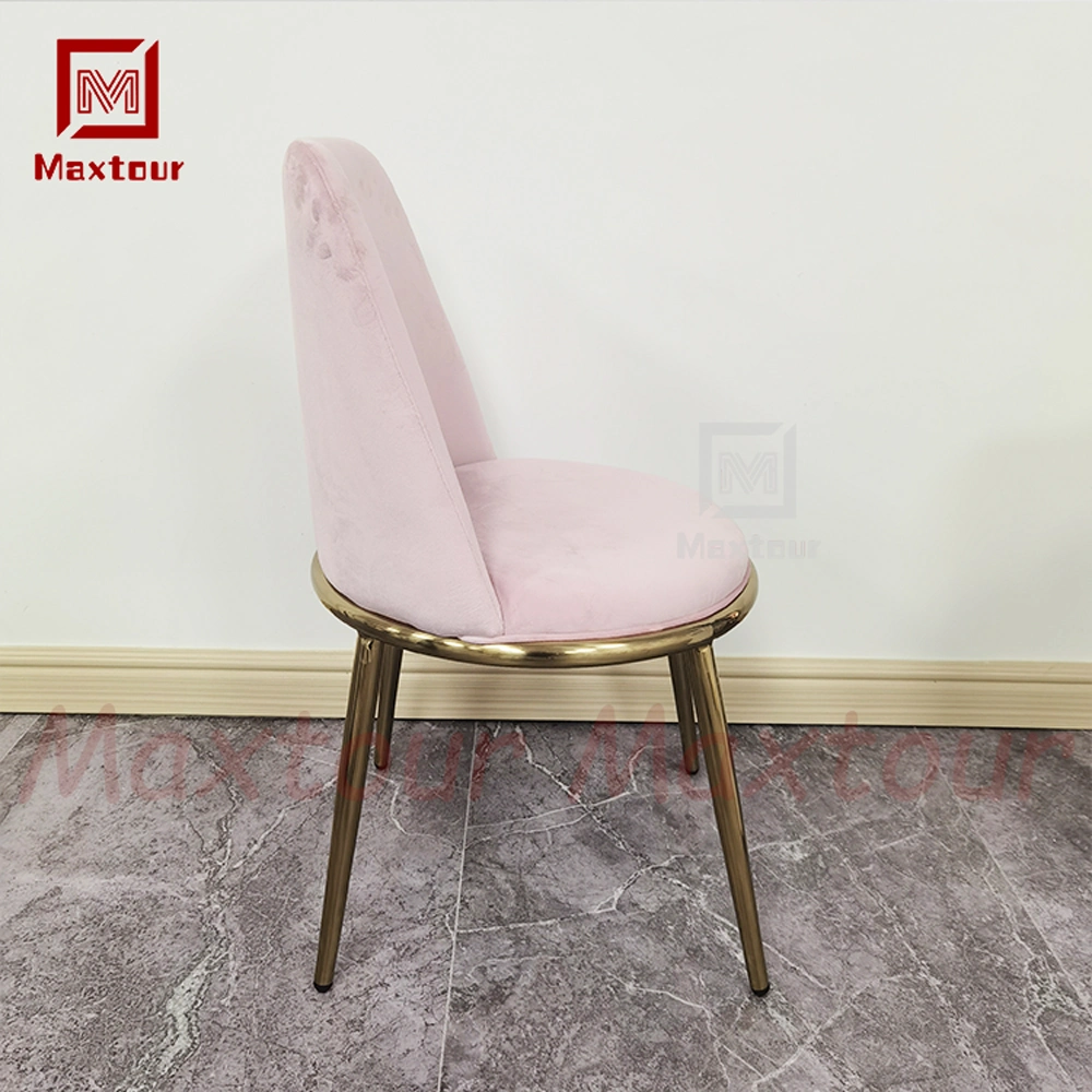 Decorative Chair Nordic Lovely Pink Velvet Chair Steel Indoor Living Room Furniture