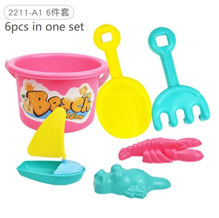 PP Material Plastic Sand Beach Bucket Beach Toy with Rack and Shovel