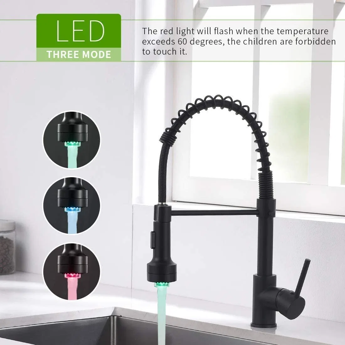 2021 Amazon High quality/High cost performance Modern Kitchen Faucet with LED Light