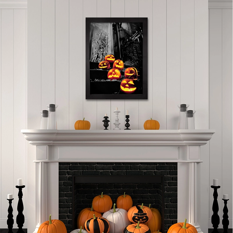 Halloween Candle Decorative Picture for Hotel Murals Custom LED Canvas Wall Art Picture