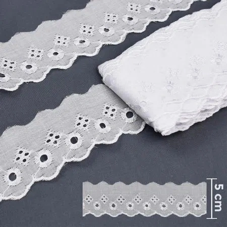 Bordado Ingl&ecirc; S 5, 0 Cm Salm&atilde; O Tc Swiss Embroidery Lace Trim Fabric for Garment Accessories