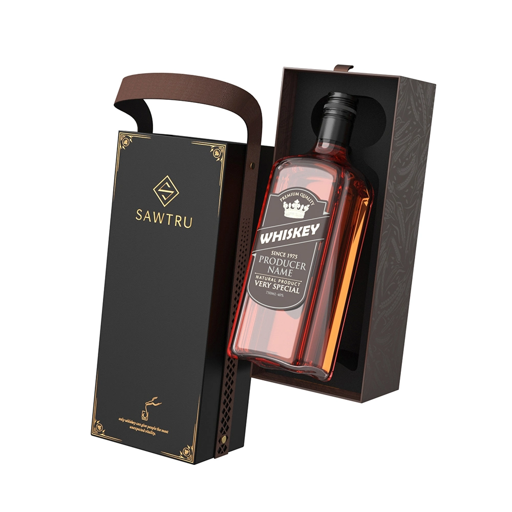 Sawtru Personalizar caja de embalaje Whiskey vidrio Hombre Caja de regalo de lujo Set Whisky Gift Box con asa