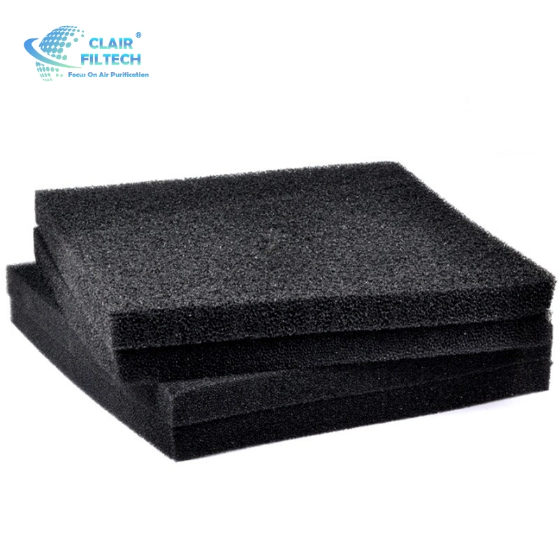 Customization Reticulated Polyurethane Foam Sponge Activated Carbon Filter High Density Purified Black Cotton Filter