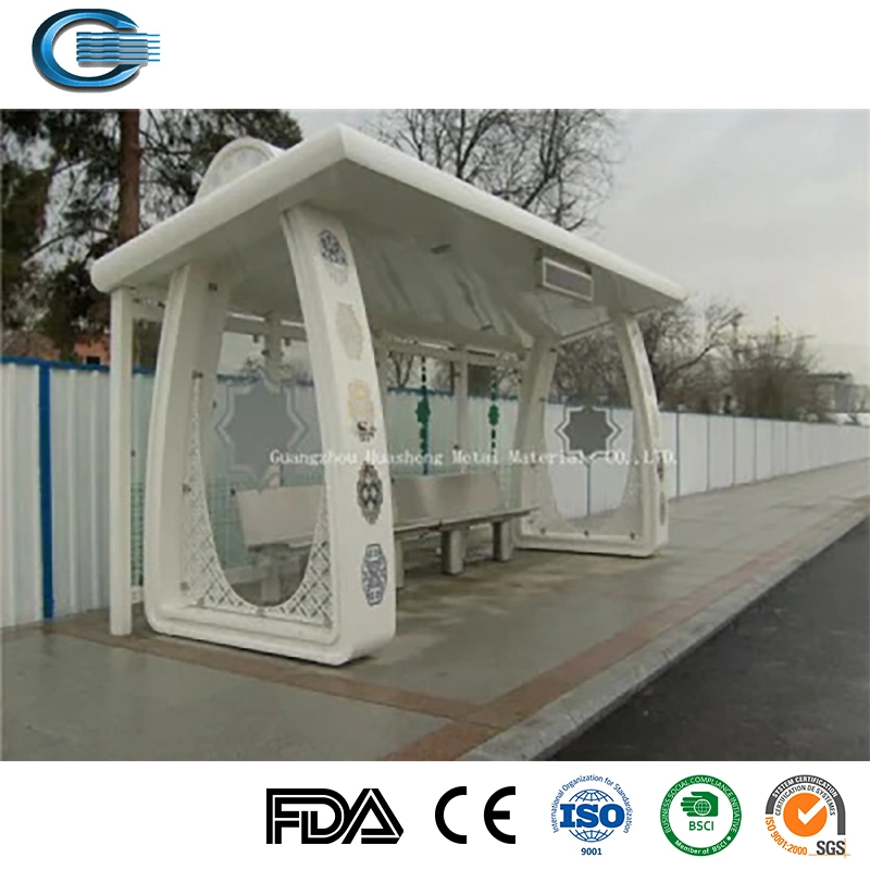 Huasheng China Metal Bus Stop Shelter Supplier Bus Stop LED Display Board Advertising Bus Station Shelters Covered Walkways Bus Stop