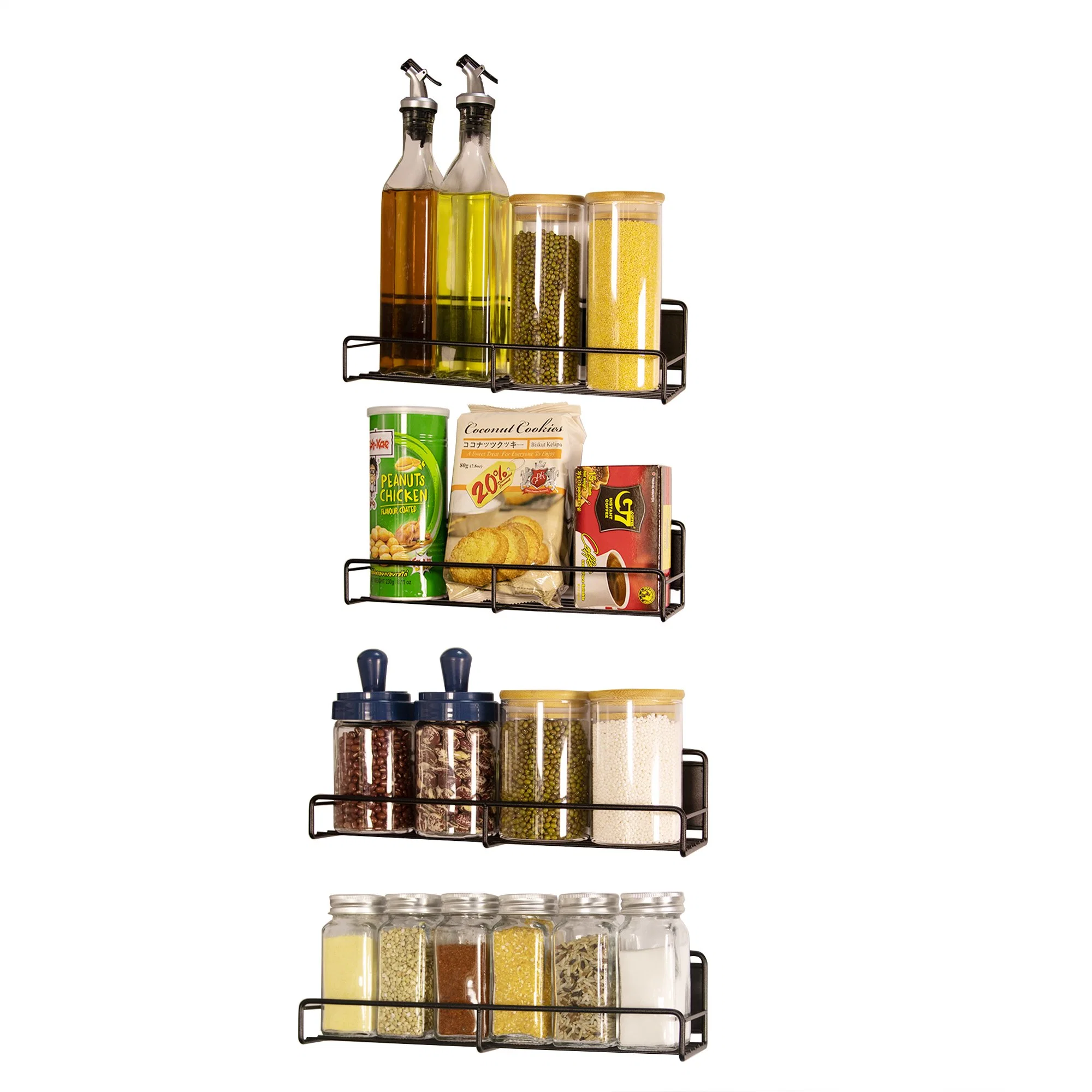 New Fashion 2 Pack Magnetic Spice Rack Organizer Metal Wire Spice Set with Rack Organizer Kitchen