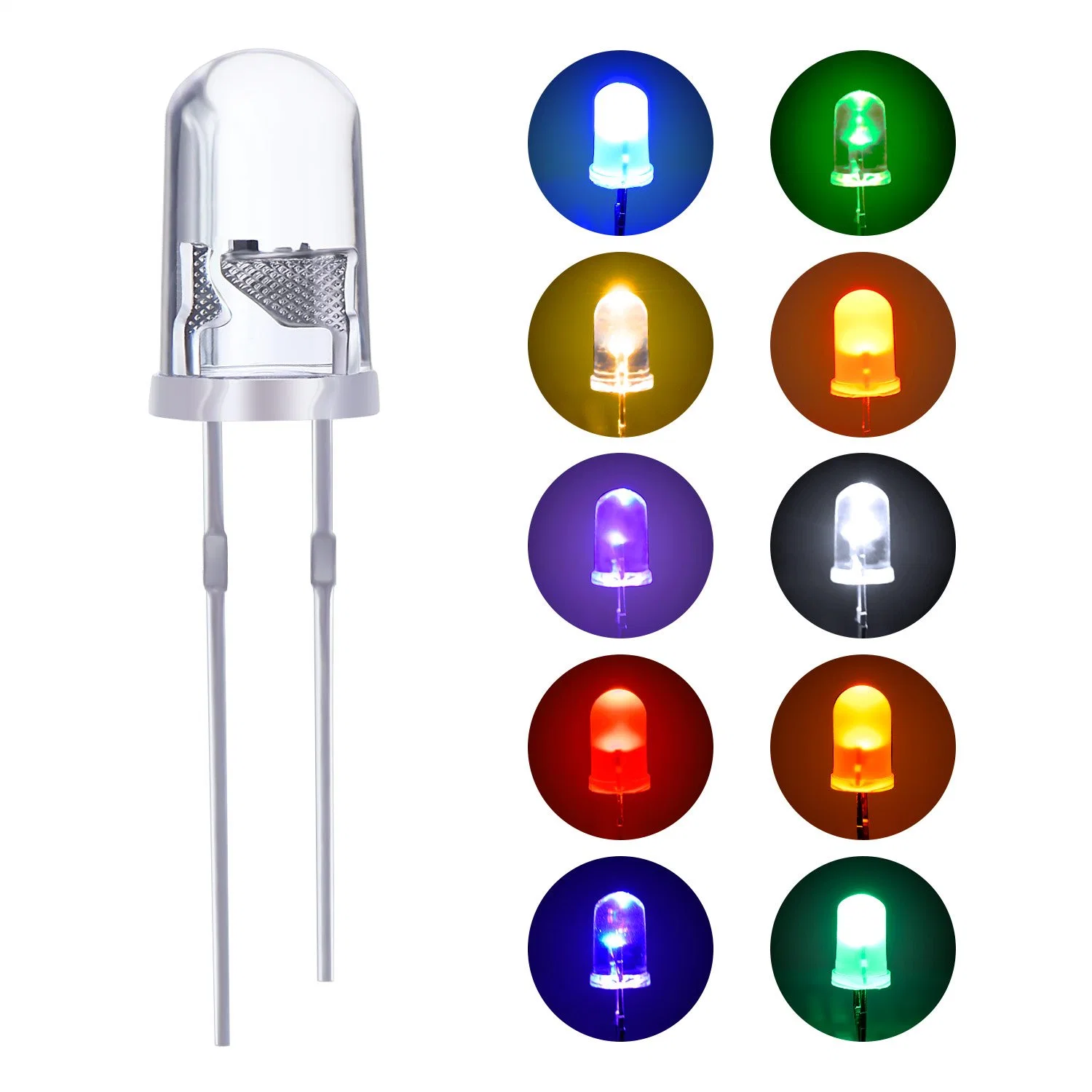 1000 Piezas de Diodos Emisores de Luz LED Transparentes, Lámpara LED, 5 mm (Multicolor)