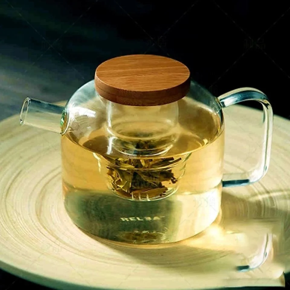 New Style Teapots Modern Glass Tea Infusion with Bamboo Lid