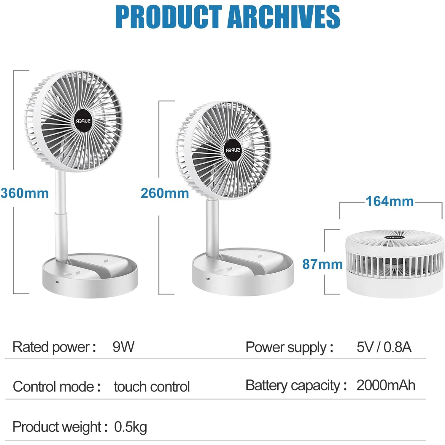 Electric Table Fan Rechargeable Cooling Table Fans