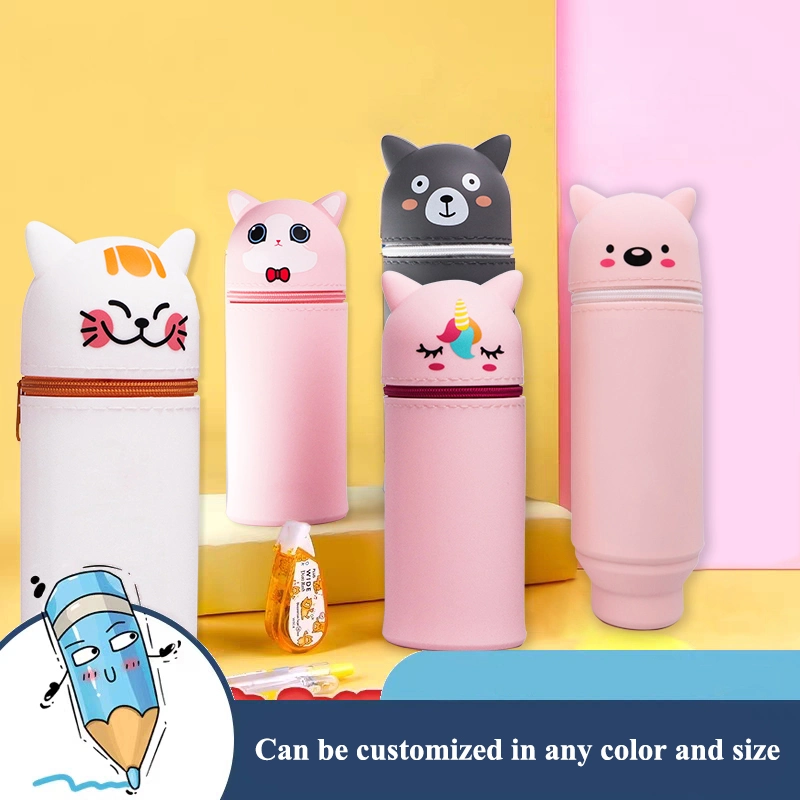 Wholesale Silicone Cute Pencil Case Storage Bags Large Capacity Stationery Pouch Box