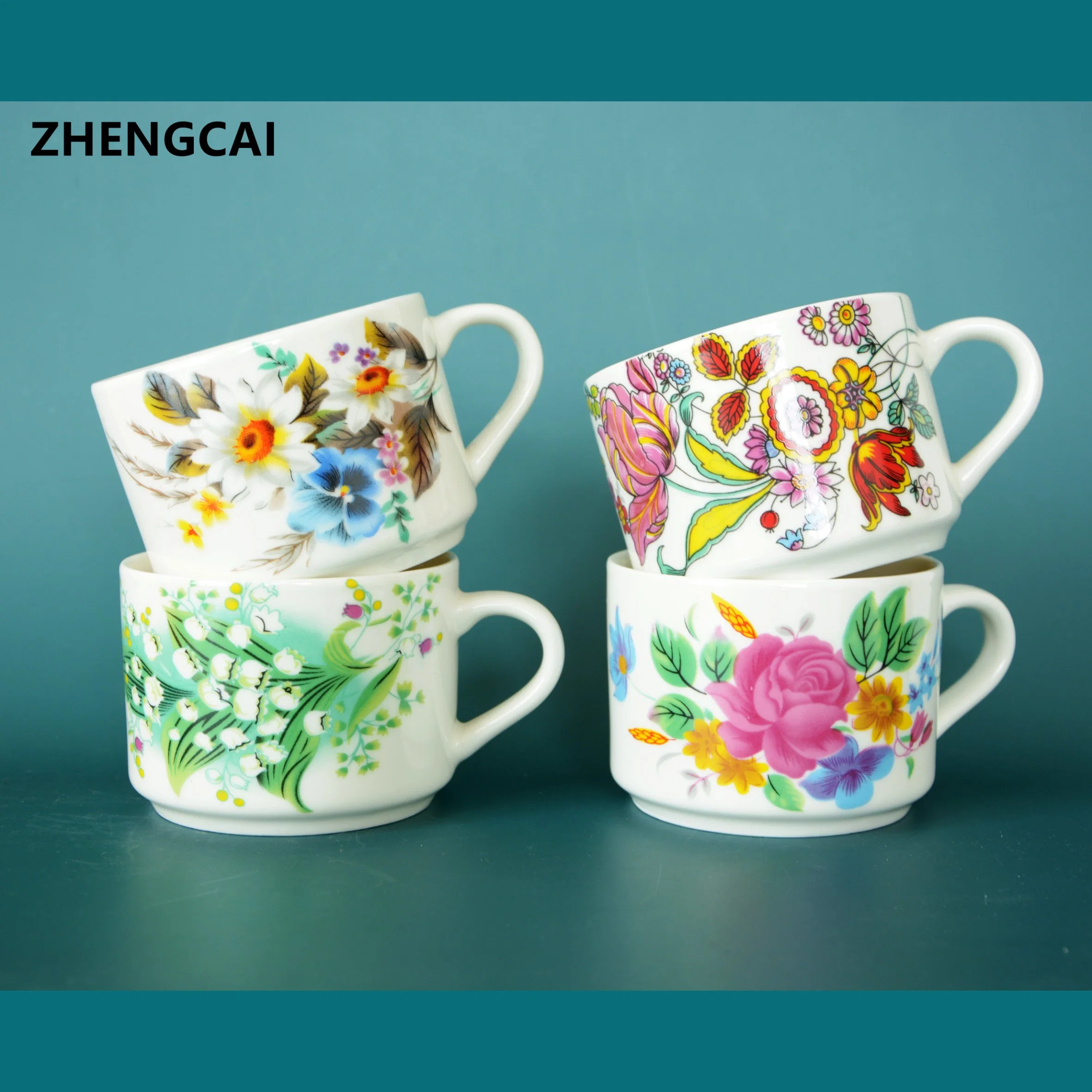 Weiße Keramik oder Porzellan Kaffeebecher für den täglichen Gebrauch und Werbegeschenk
