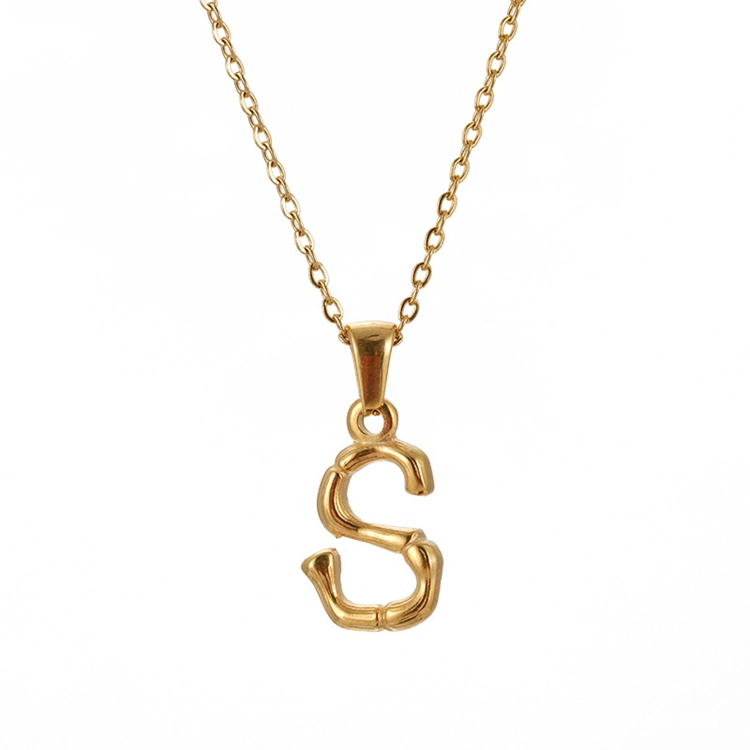 Edelstahl Gold Initial Buchstabe K Anhänger Monogram Halskette Schmuck Frauen