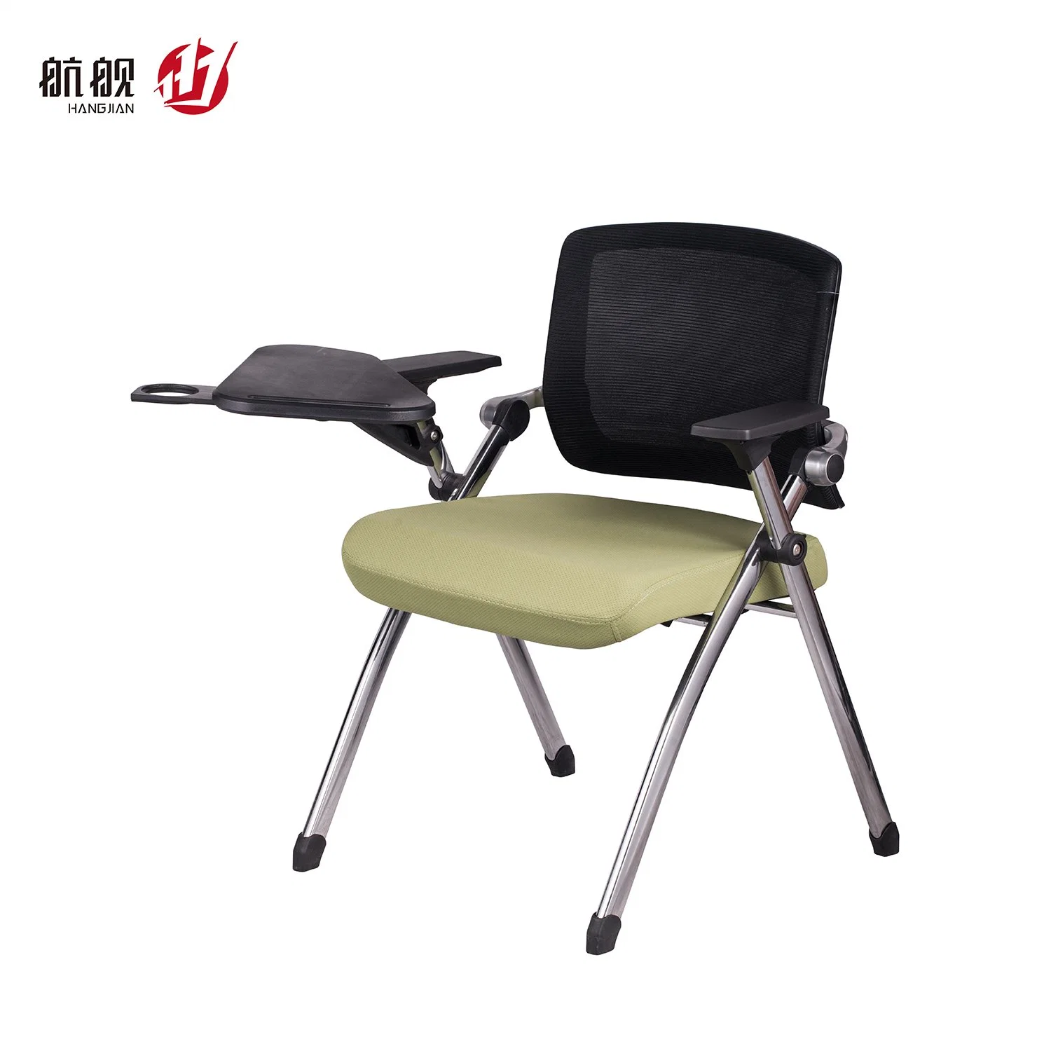 Foldable Training Chairwith Wheels Writing Table Cup Holder for Meeting Room