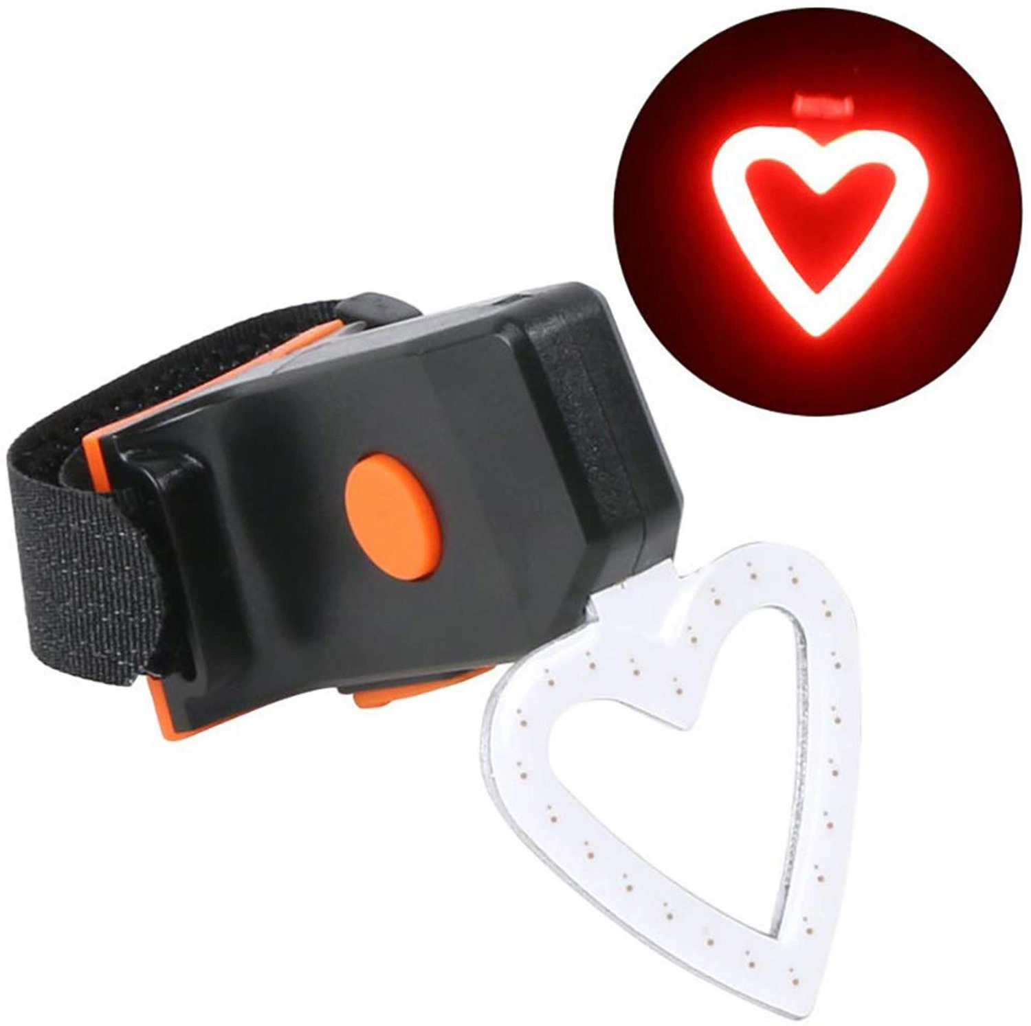 Hot Bone Round Heart-Shaped Cycling Tail Light Warning Safety Riding