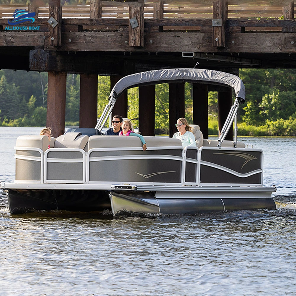 Allhouse 19FT Aluminum Luxury Recreational Pontoon Boat for Fishing Swimming and Party