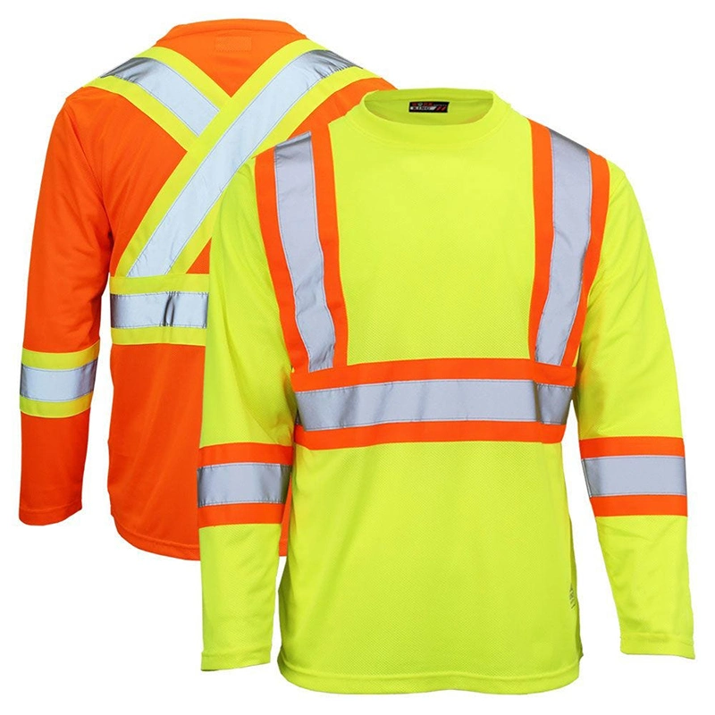 Hi Vis Security Reflective Camiseta de trabajo para hombre Roadway Reflective Ropa de seguridad larga camisa