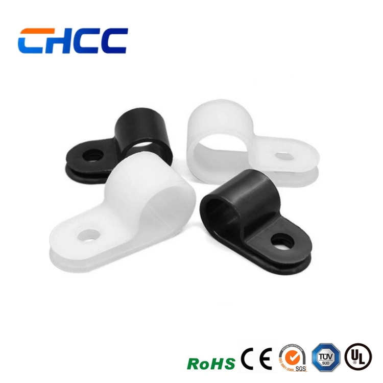 R-Type Clip Cable Fastener Wire Clamp Nylon Screw Mounting Electrical Grip Wire Clips