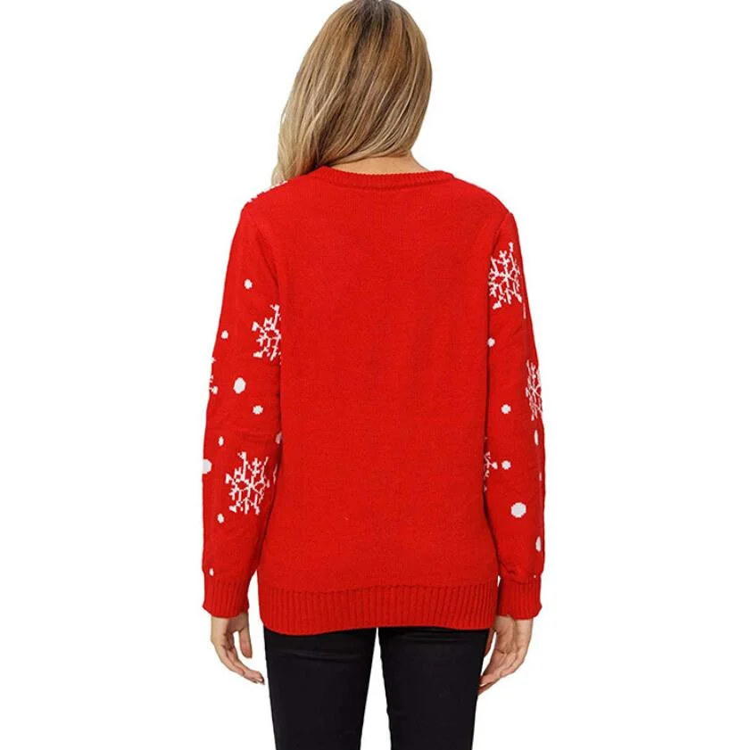 Women Classic Plus Size Christmas Sweater Reindeer Knitted Sweatshirt Pullover