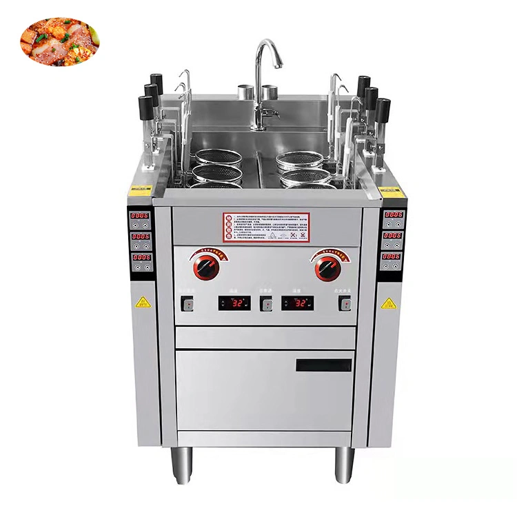 Verticale automatique Cuiseur à pâtes commerciales Chaudières de pâtes cuiseur de pâtes avec le Cabinet Six cuisinière au propane de pâtes pâtes paniers cuisinière