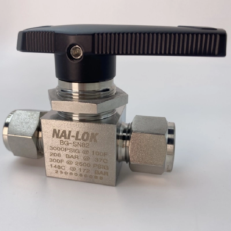 Nai-Lok Instrumentierung Edelstahl 316 3000psi 1/4'' Doppelferrule Kompression Swagelok 2-Wege-Kugelventil, 3-Polig