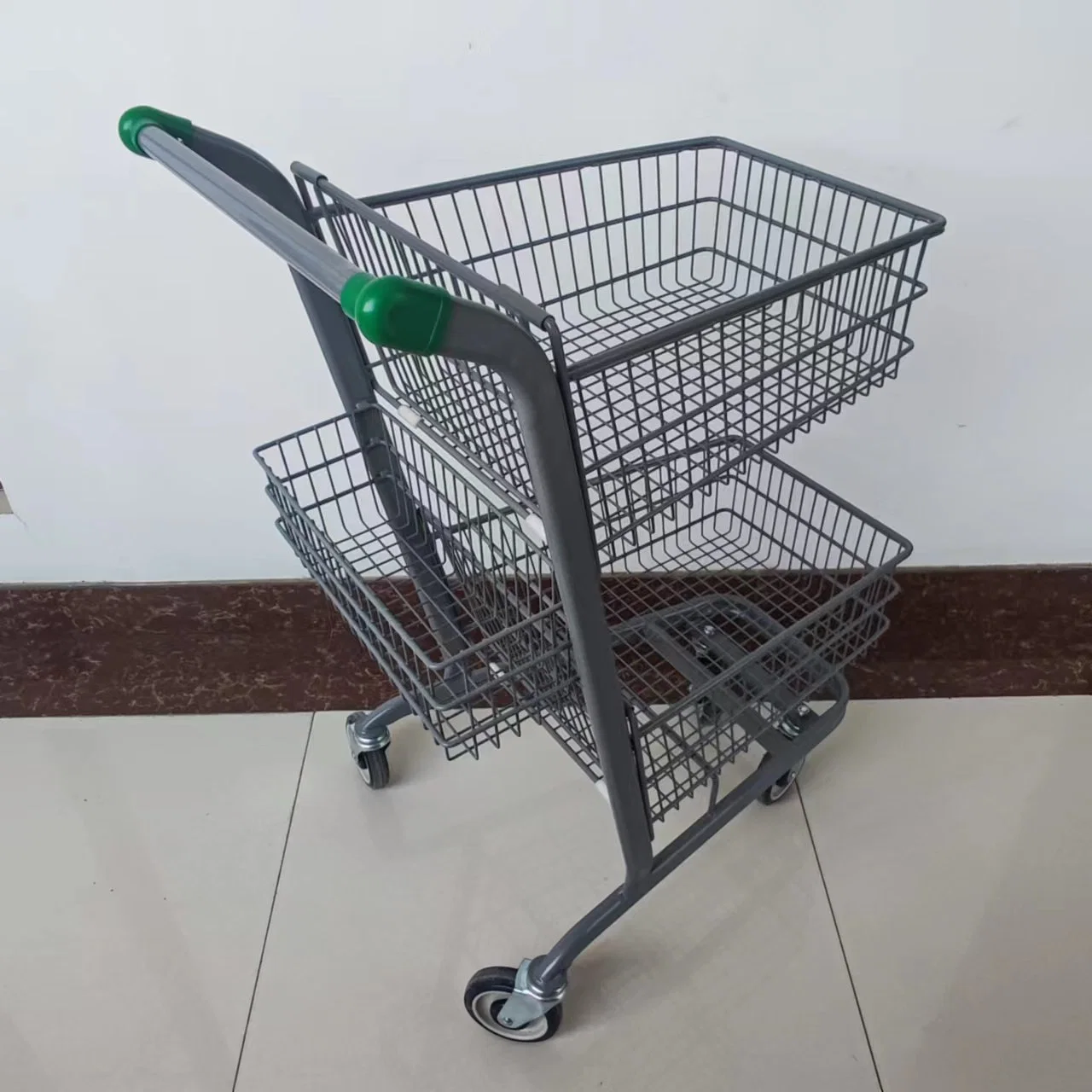 Best Selling Double Layer Shopping Basket Trolley Cart