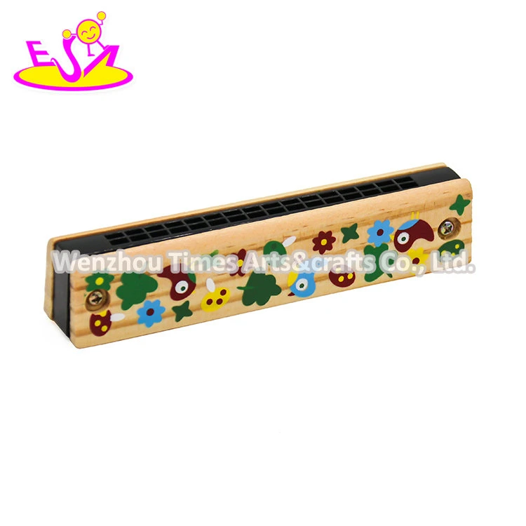 2022 Vente en gros d'instruments de musique en bois éducatifs Harmonica Toy for Kids W07e019