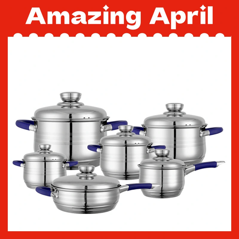 12PCS Ss Lid Kitchen Cooking Pot Dutch Oven Stainless Steel Cookware Set