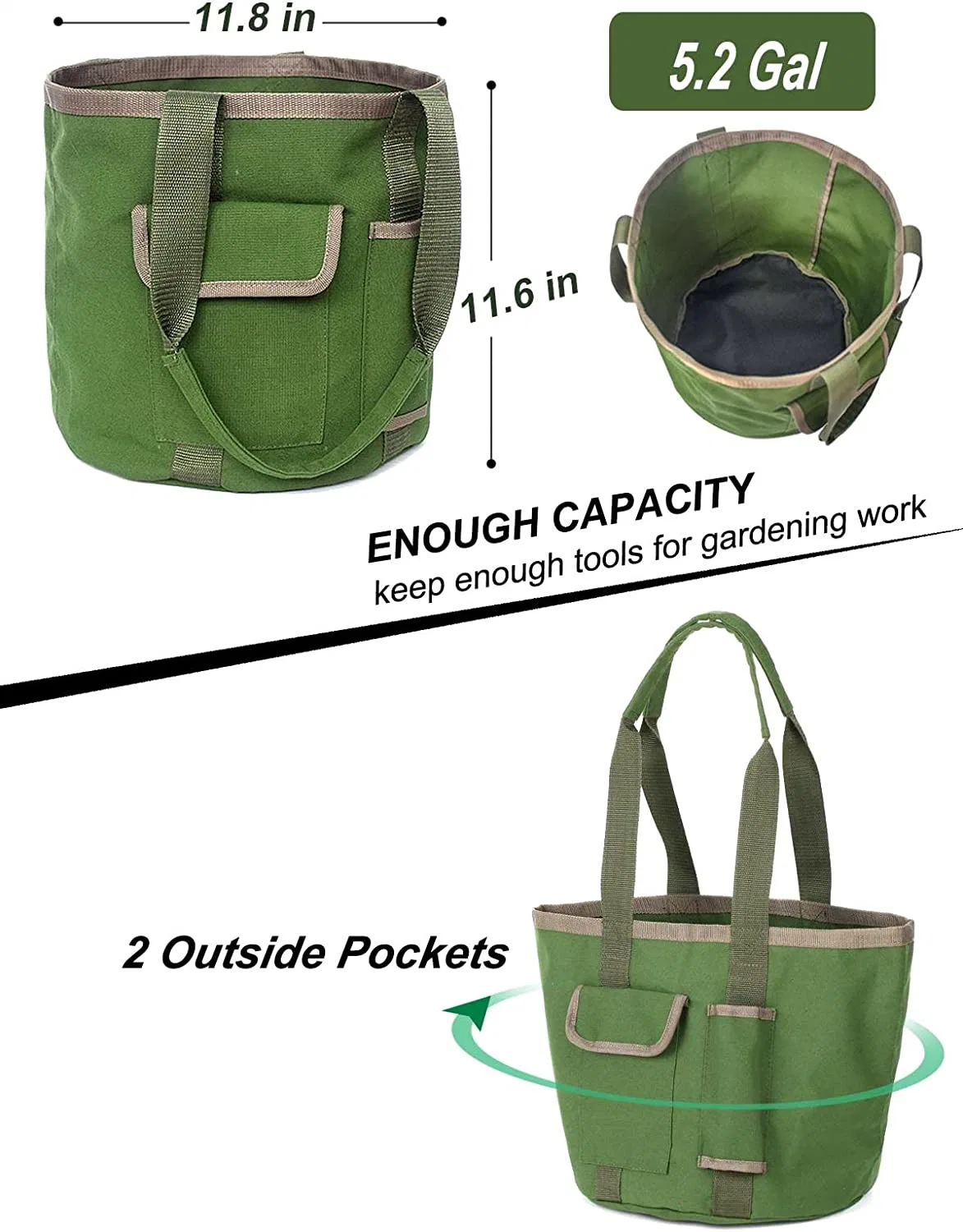 Gartenwerkzeuge Eimer Tasche, Gartenorganisator Tasche für 5 Gallonen Eimer mit Taschen, Garten Leinenbeutel für Werkzeuge