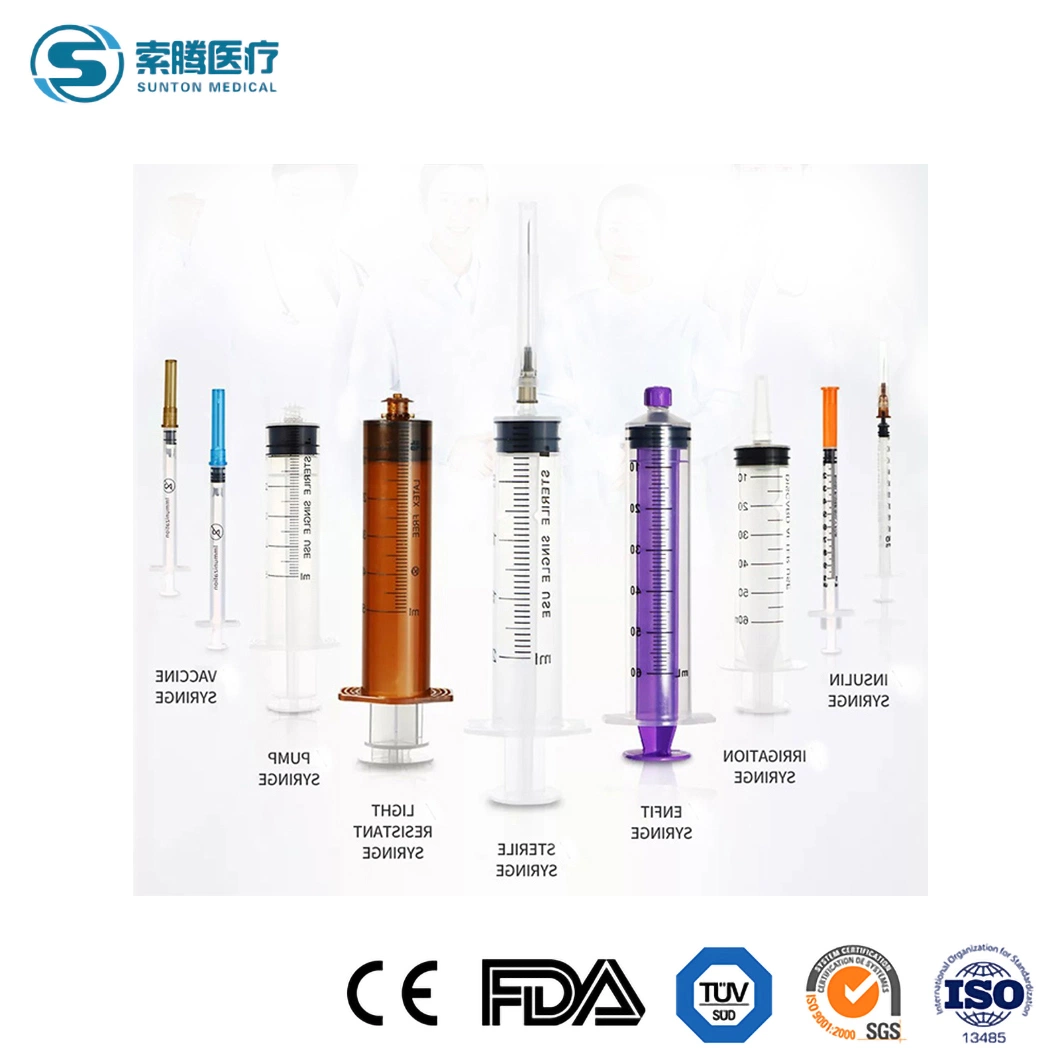 Sunton China Disposable Plastic Syringe Manufacturing Lever Lock Syringe Multiple Types Single Use Injection Transparent Syringe /En-Fit Syringe