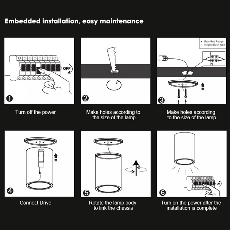 Exposed Spotlight Embedded COB Ceiling Lamp Anti-Dazzle Energy-Saving LED Down Lamp