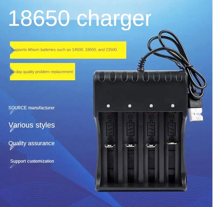 4 Bay AA AAA Battery Charger USB High-Speed Charging, Independent Slot for Ni-MH Ni-CD Rechargeable Batteries No Adapter