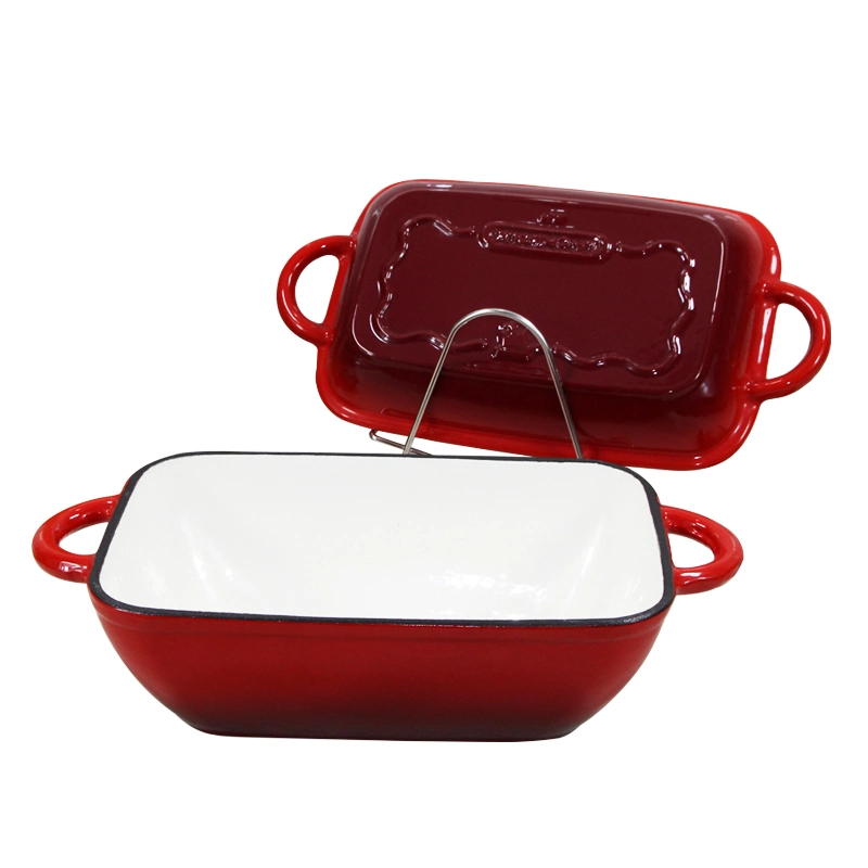 Enamel Double Use Cast Iron Bakeware Combo Cooker Roasting Pan Baking Pan Pot with Double Use Lid