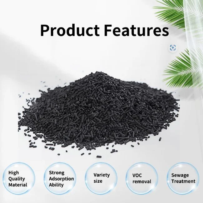 Anthracite Coal Based 4mm Clylindrical Column Extruded Pelletized Activated Carbon for Gas Treatment